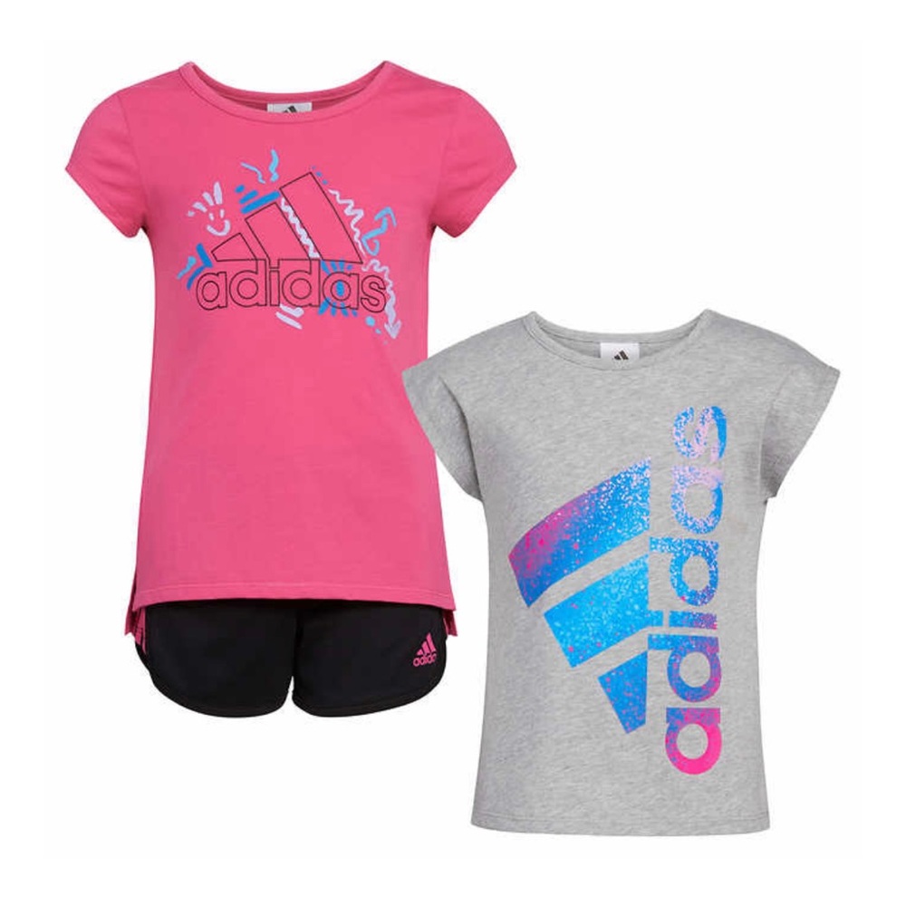 Adidas Toddler's Kids 3-Piece Activewear/Everyday Wear Set, Dark Pink